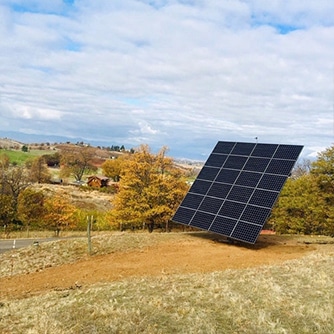 A ground-mount solar panel installation in Medford. Oregon