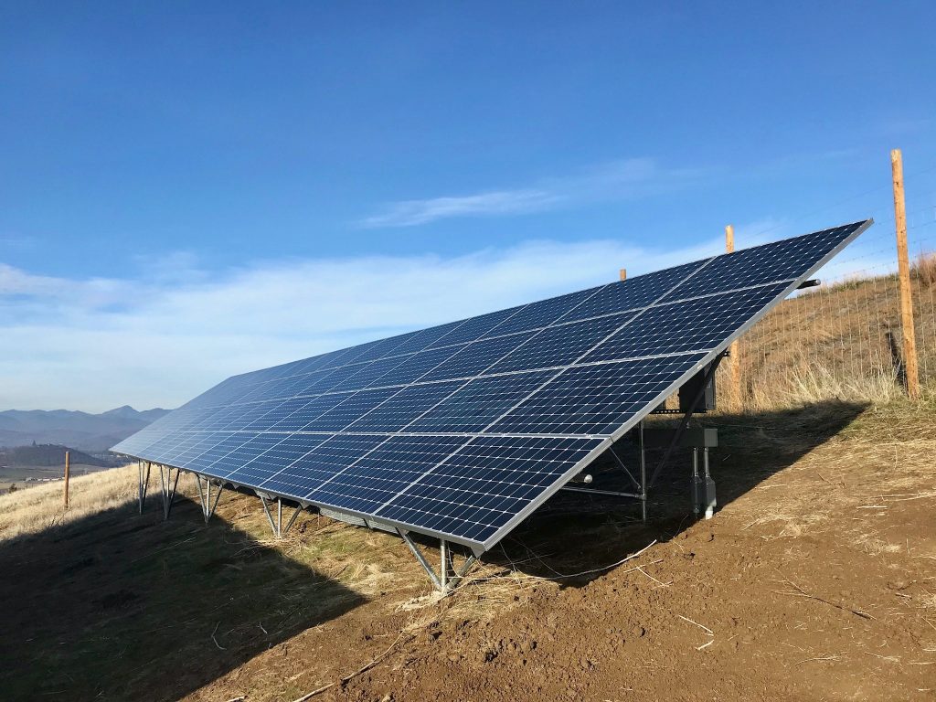 A ground-mount solar power system installed by True South Solar.