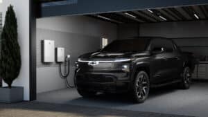 Chevy Silverado EV charging at home with V2 bi-directional charging
